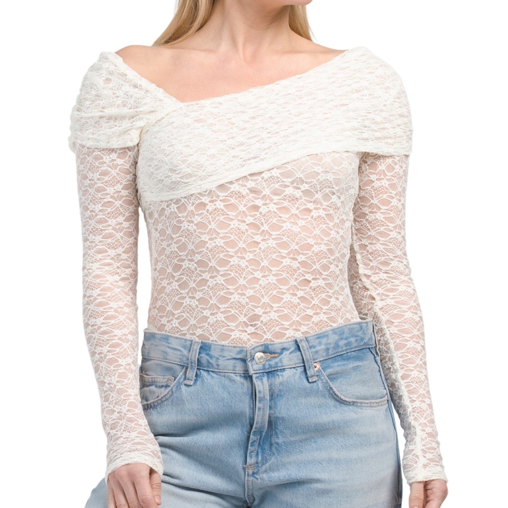 Chaser Asymmetrical Lace Thong Bodysuit